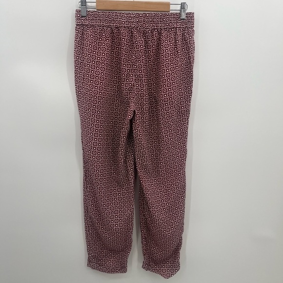 J Crew 6 Burgundy Cream Geometric Pattern Pull On Pants - Picture 5 of 10